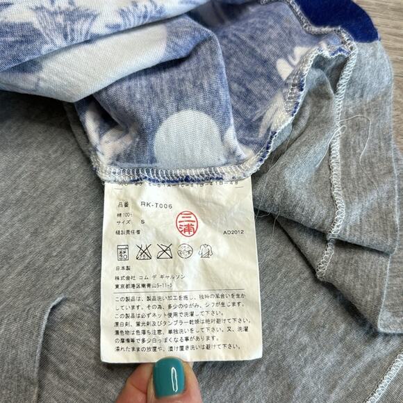 RARE COMME des GARÇONS Blue Hawaiian Hula Print Wide Fit T-Shirt Women’s - Picture 6 of 8